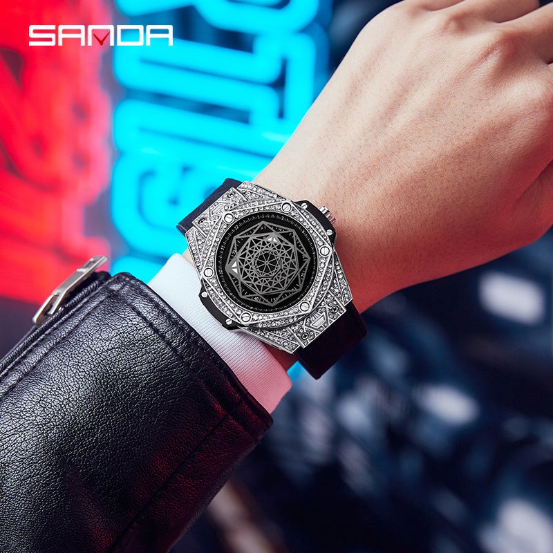 Watch Men Live Explosions Real Belt Automatic Mechanical Watch Live Explosions Luminous Waterproof Fashion Diamond Simple - Image 3